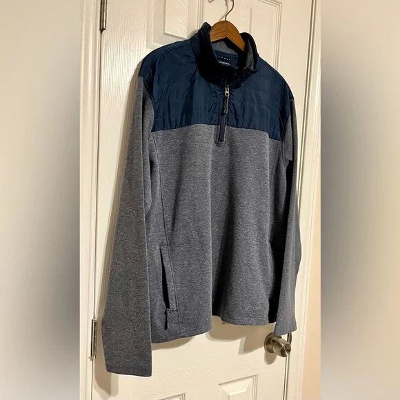 Eddie Bauer Blue and Gray Quarter-Zip Pullover Adult Size XL - Picture 6 of 10